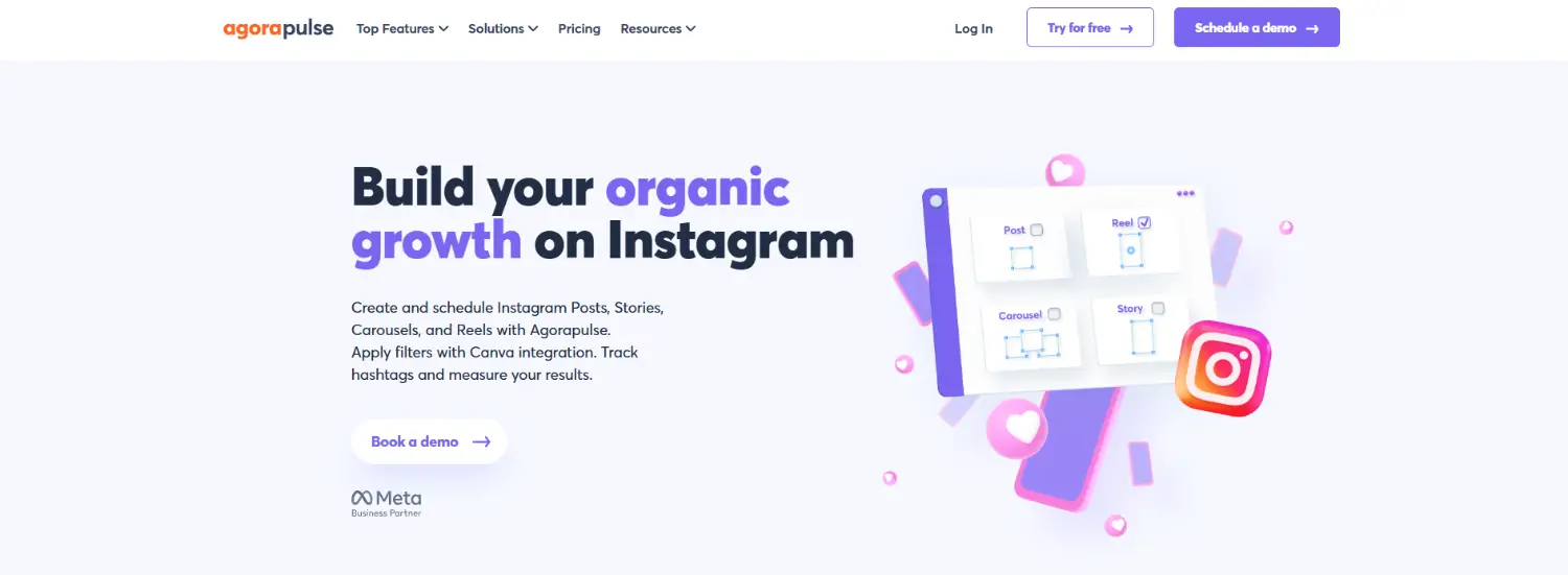 agorapulse instagram scheduler homepage