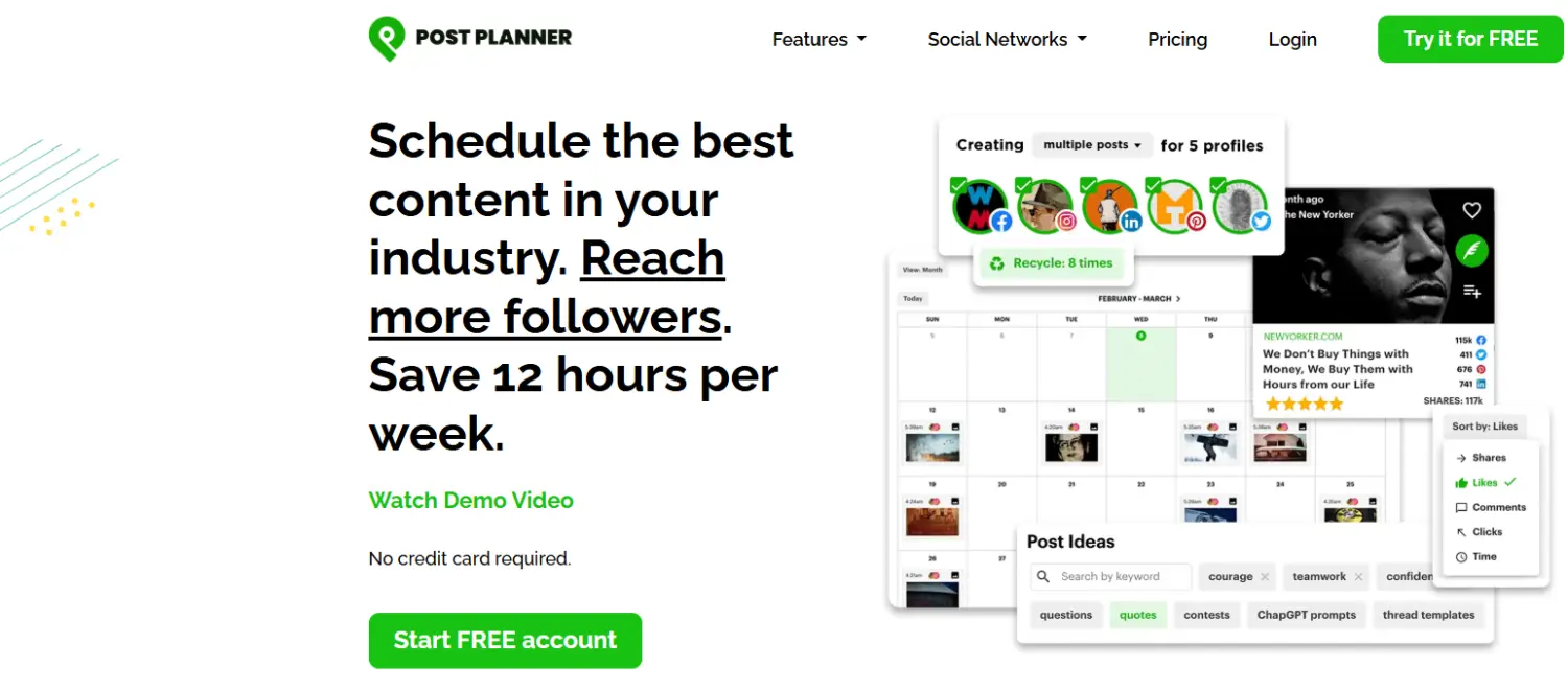 post planner homepage