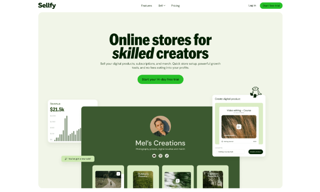 sellfy homepage