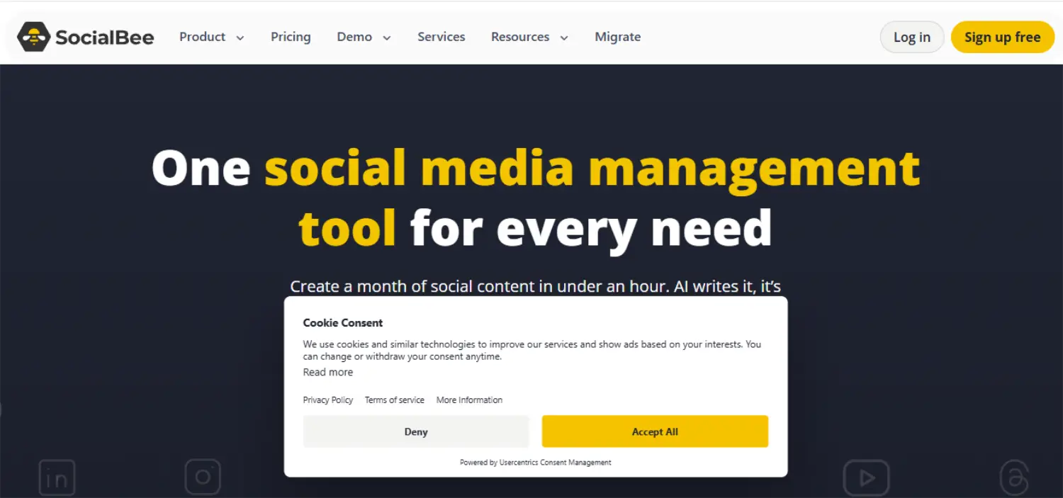 socialbee homepage