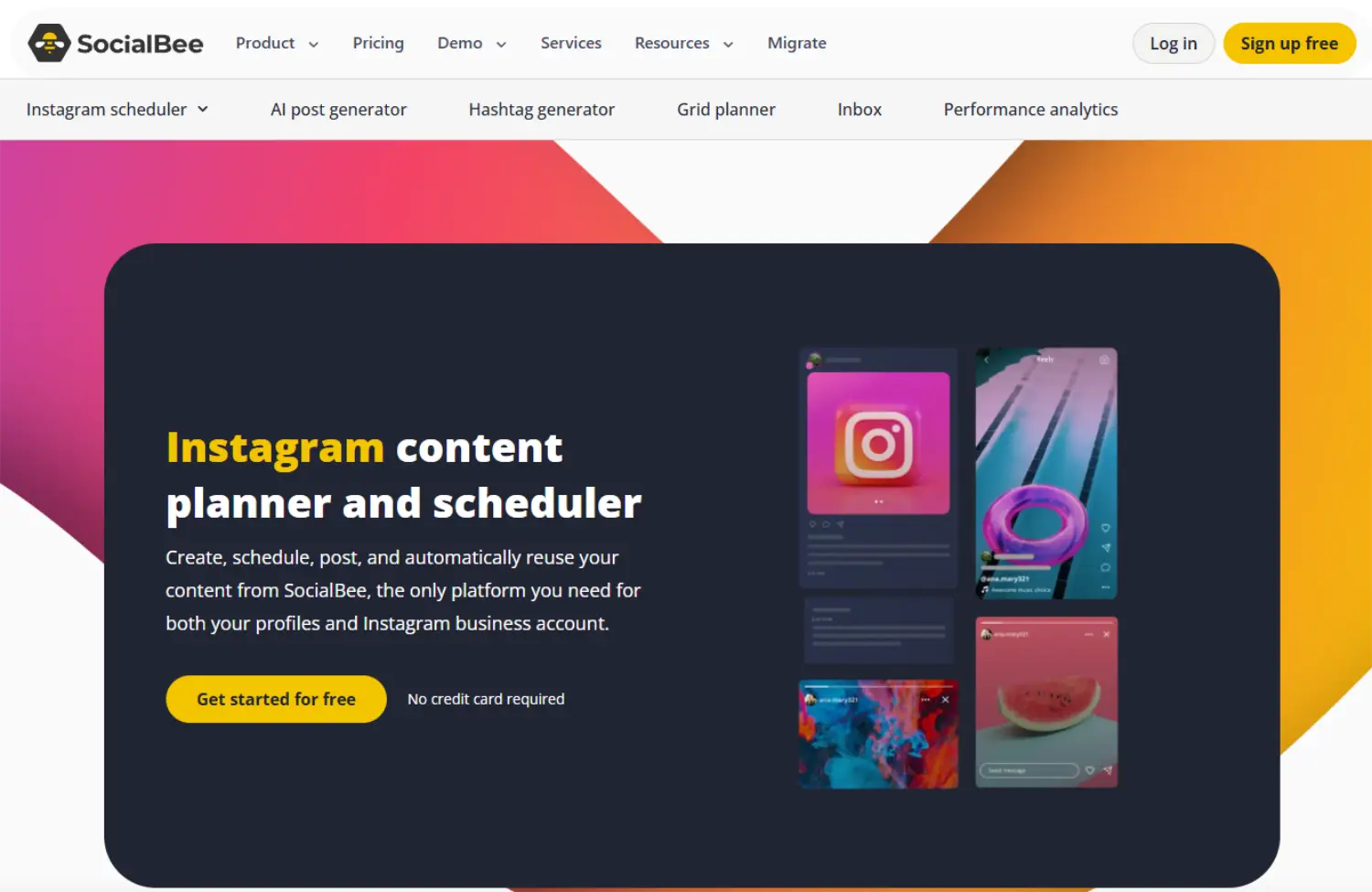 socialbee instagram scheduler homepage