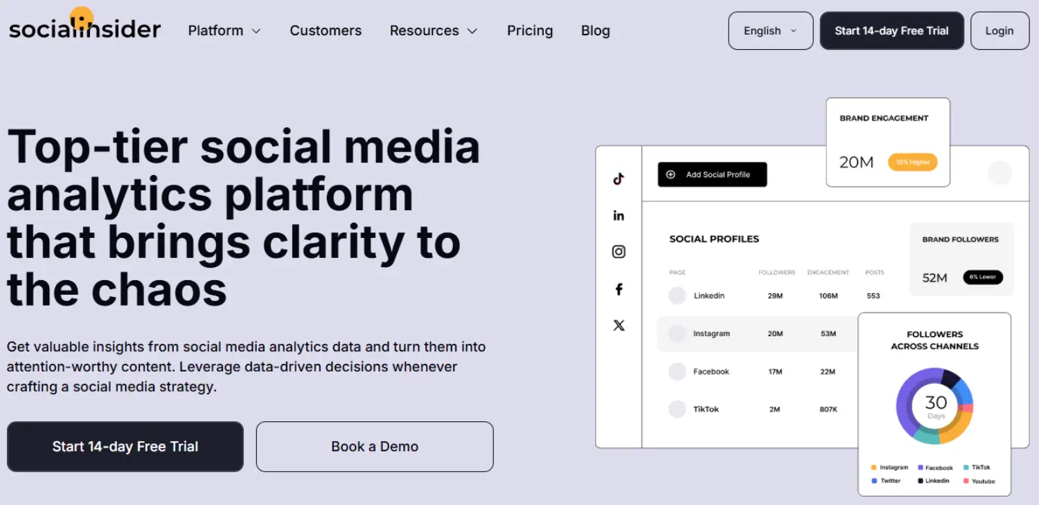socialinsider social media monitoring tool homepage