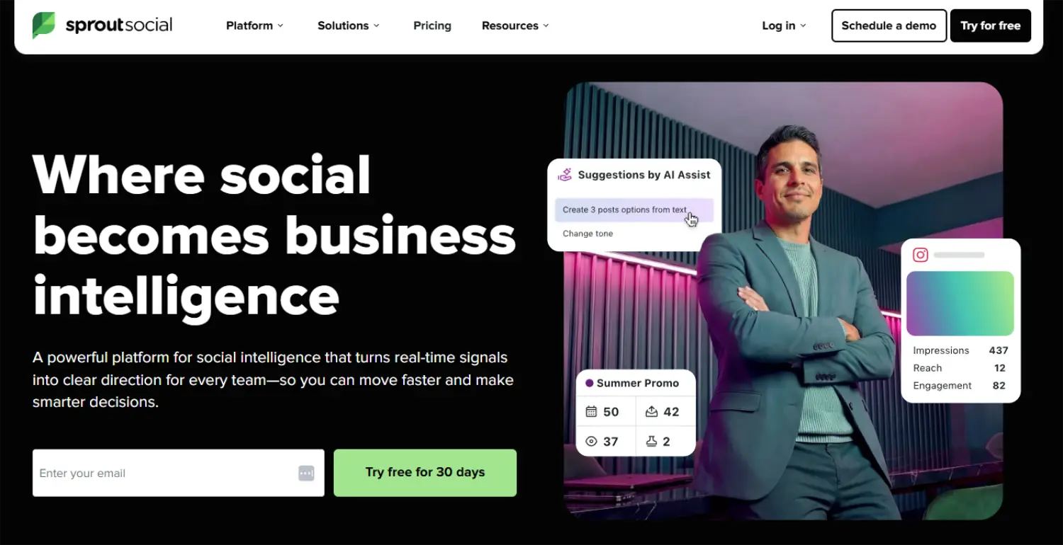 sprout social homepage