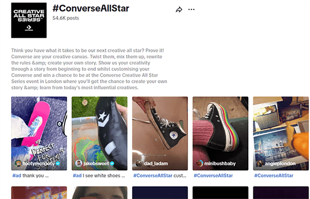 Start a branded hashtag challenge - Converse