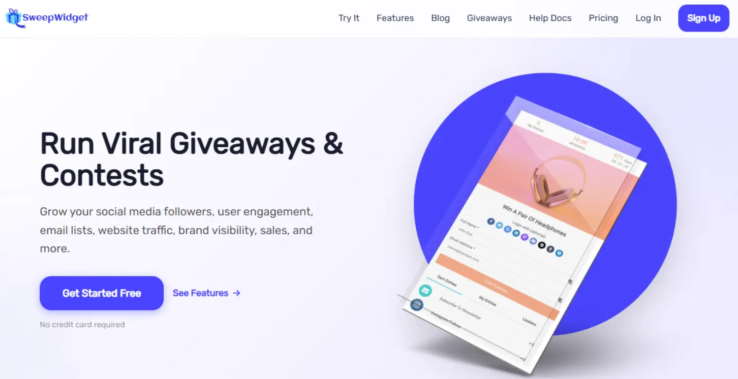 sweepwidget homepage