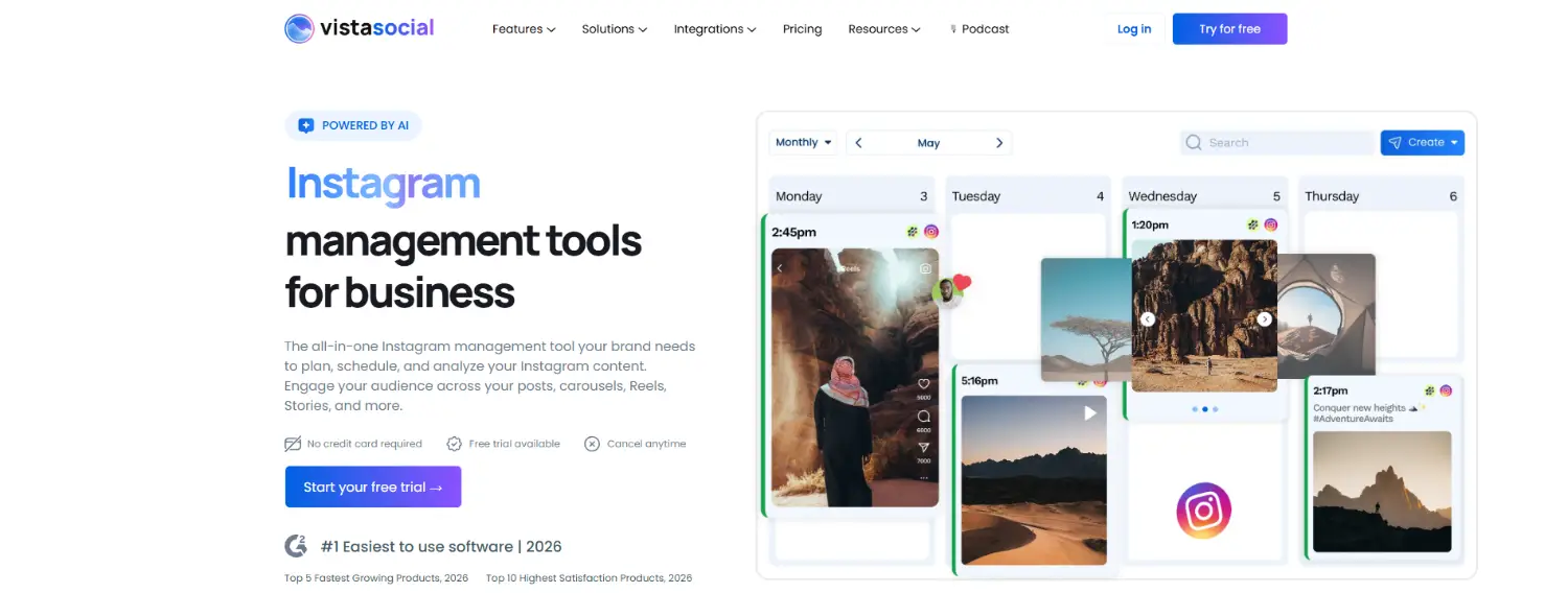 vistasocial instagram scheduler homepage