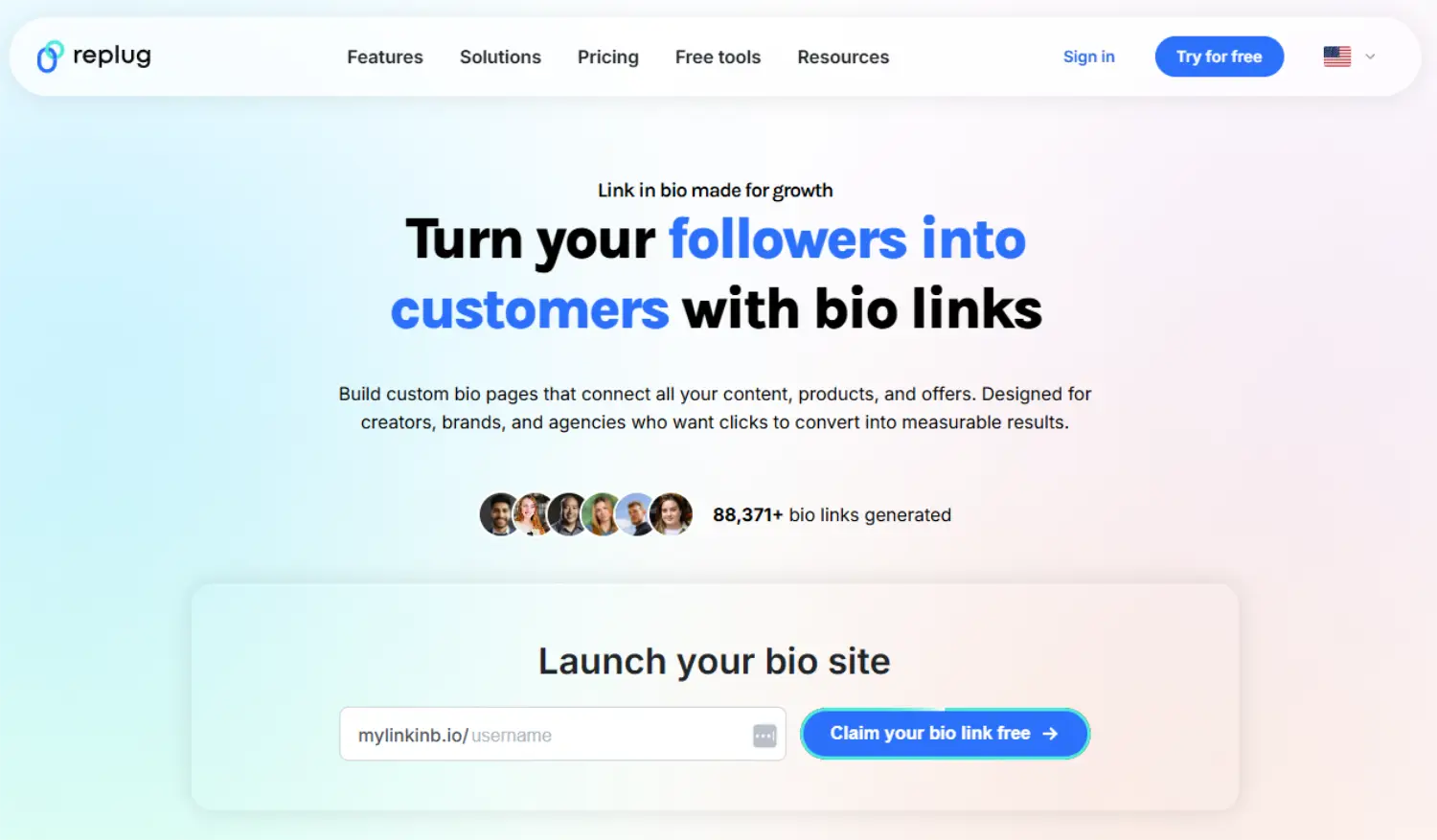 replug bio link homepage
