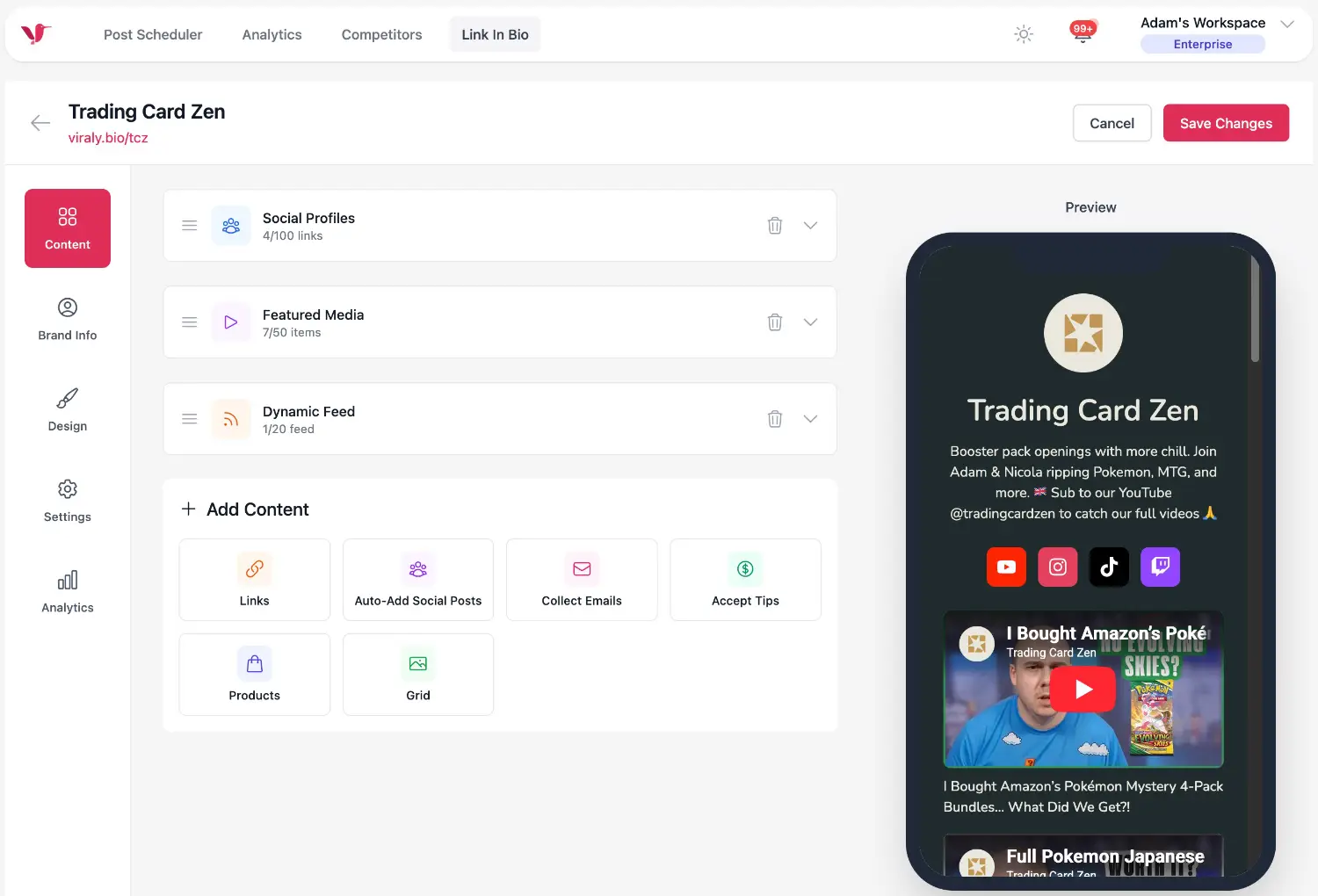 viraly bio link tool